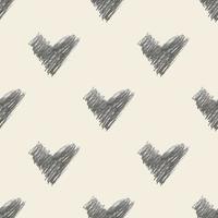 seamless valentine day pattern background with monochrome hand draw heart vector