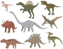 gran conjunto de diferentes dinosaurios. vector