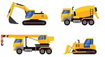 diferentes tipos de vista lateral de maquinaria pesada. vector