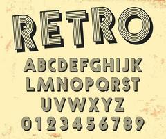 Line retro design alphabet template. Set of vintage lstyle etters and numbers. Vector illustration