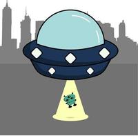 ufo with a cute alien, perfect for design project vector