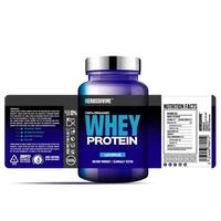 Whey Protein Bottle Label, Package Template Design, Label Design, Mock Up Design Label Template vector
