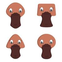 Set of cartoon platypuses. vector