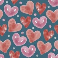 seamless hand draw watercolour heart shape with polka dot glitter pattern background vector