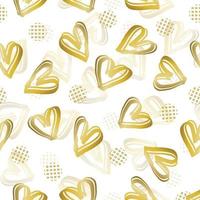 seamless valentine day pattern background with doodle golden heart vector