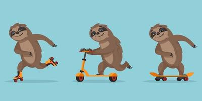 Funny cartoon sloth. vector