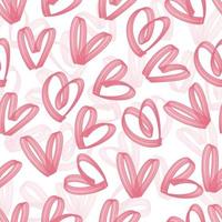 seamless valentine day pattern background with doodle heart from pink highlighter pen vector