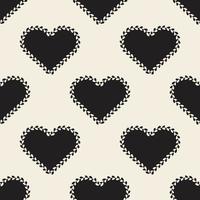 seamless valentine day pattern background with monochrome heart shape with heart line frame vector