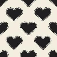 seamless valentine day pattern background with monochrome heart shape with heart line frame vector