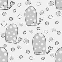 Seamless kids pattern background with hand draw gray polka dot whale vector