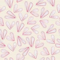 seamless valentine day pattern background with doodle pink heart sticker on lined paper vector