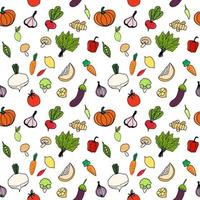 Seamless background with pictures of fruits and vegetables vector
