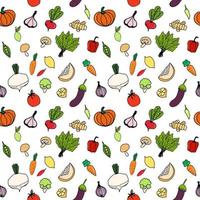 Seamless background with pictures of fruits and vegetables vector