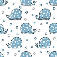 Seamless kids pattern background with hand draw polka dot glitter whale vector