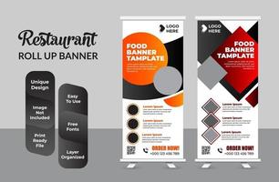 Food and Restaurant roll up banner design template set vector