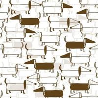 Seamless pattern background with hand draw sausage dog vector