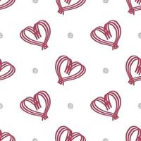 seamless valentine day pattern on white background with heart and glitter element vector