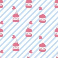 seamless valentine day pattern background with hand draw pink heart plant in a bottle vector