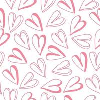 seamless valentine day pattern background with hand draw pink heart vector