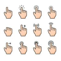 Vector cartoon finger mouse cursor in various gestures for mobile touch screen devices