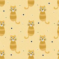 Seamless kids pattern background with hand draw striped orange cat vector