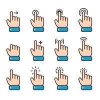 Vector cartoon finger mouse cursor in various gestures for mobile touch screen devices