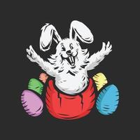 Feliz día de pascua conejo y huevo ilustración vectorial vector
