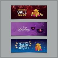 Shubh dhanteras banner template set vector