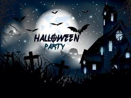 Halloween bats and haunted house vector