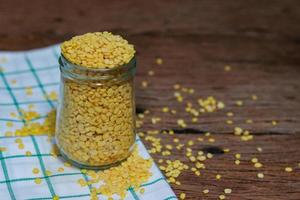 Peeled split soy beans photo