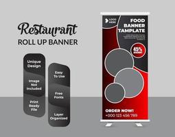 Food Roll Up Banner For Restaurant vector