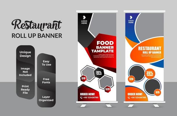 Roll up banner design template modern x-banner set