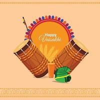 Creative flat design concept of happy vaisakhi vector