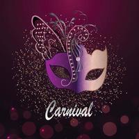 Carnival celebration party with purple mask vector