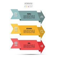 3 Steps for planning and presentation of ideas and results by arrow format. Can be used for media or marketing and business. vector