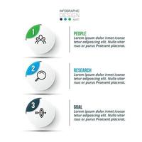 3-step circular format for presenting and planning work in a business or setting work goals. vector