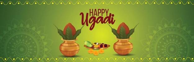 banner de celebración feliz ugadi vector