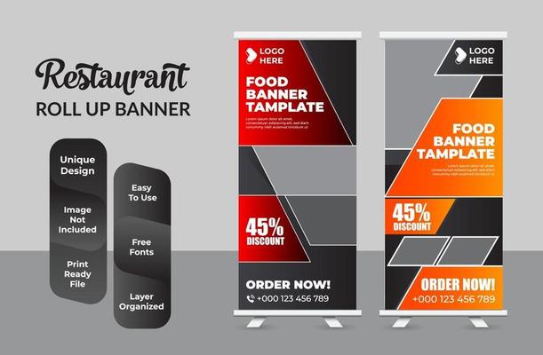 Creative Restaurant food Roll-up Banner Bundle Templates