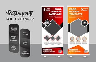 Restaurant business Roll up banner template design set vector