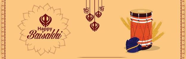 Vaisakhi indian sikh festival celebration banner vector