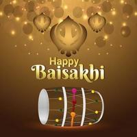 Happy vaisakhi punjabi festival celebration vector