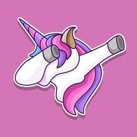 dabbing pegatina de unicornio. diseño de ilustración vectorial. vector