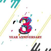 Ilustración de diseño de plantilla de vector de aniversario de 3 años