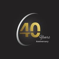 Years Anniversary Logotype with Golden Linear Number and Gold Ribbon, Isolated on Black Background vector