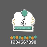 4 Year Anniversary Vector Template Design Illustration