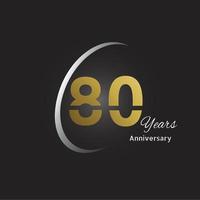 Years Anniversary Logotype with Golden Linear Number and Gold Ribbon, Isolated on Black Background vector