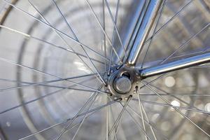 Closeup of the bicycle wheels photo