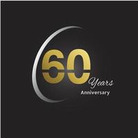 Years Anniversary Logotype with Golden Linear Number and Gold Ribbon, Isolated on Black Background vector