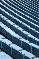 Closeup detail of the blue stadium seats photo