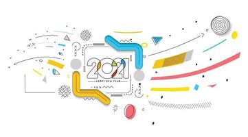 banner de tipografía de texto feliz año nuevo colorido 2021 vector